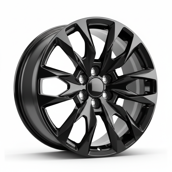 Black alloy wheel with a multi-spoke design