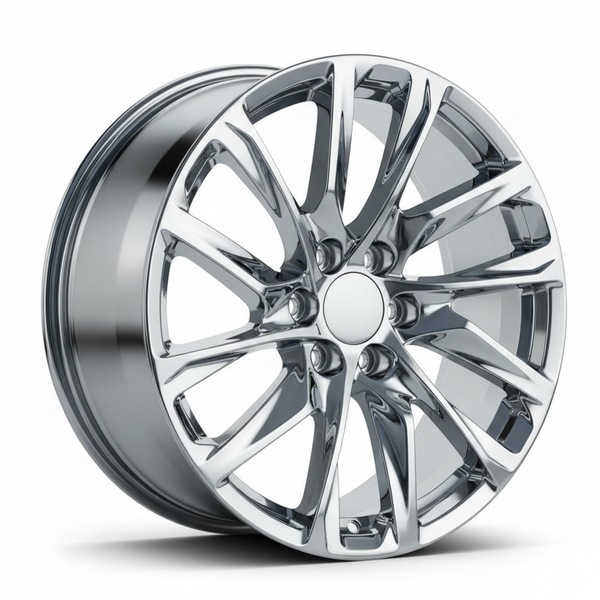 Chrome car wheel with a multi-spoke design