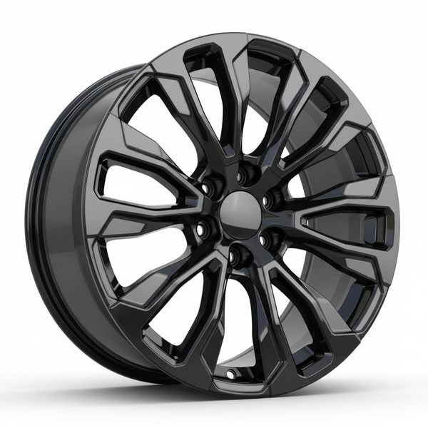 Black alloy wheel with a multi-spoke design