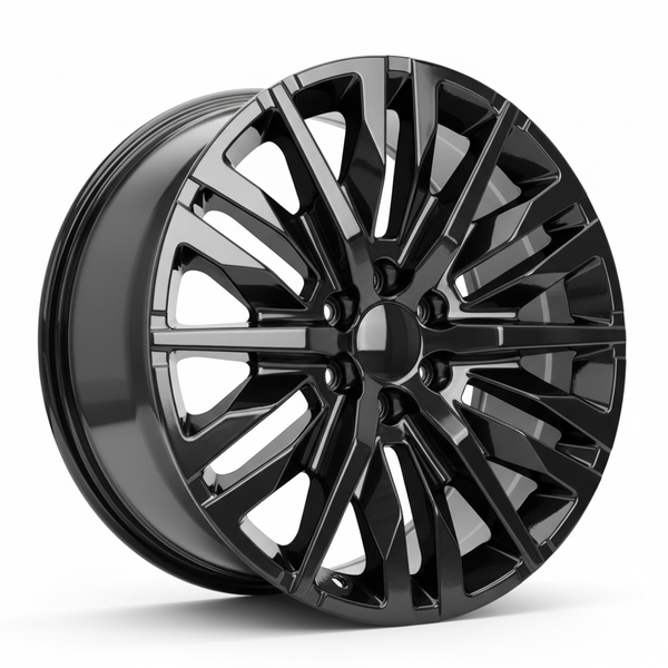 Black alloy wheel with a multi-spoke design