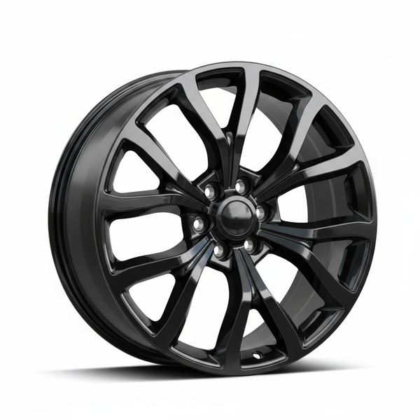 Black alloy wheel with ten spokes