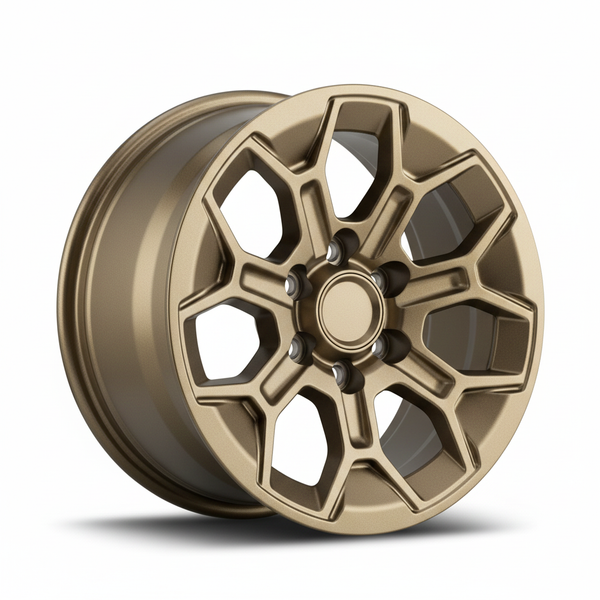 Bronze 6-lug wheel with a geometric spoke design