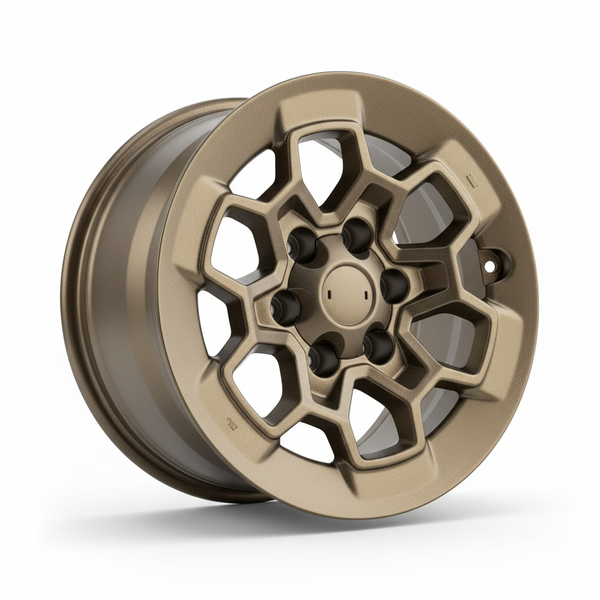 Bronze 17x8 wheel with a honeycomb spoke pattern