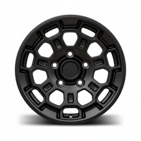 Black alloy wheel with a unique hexagonal spoke design